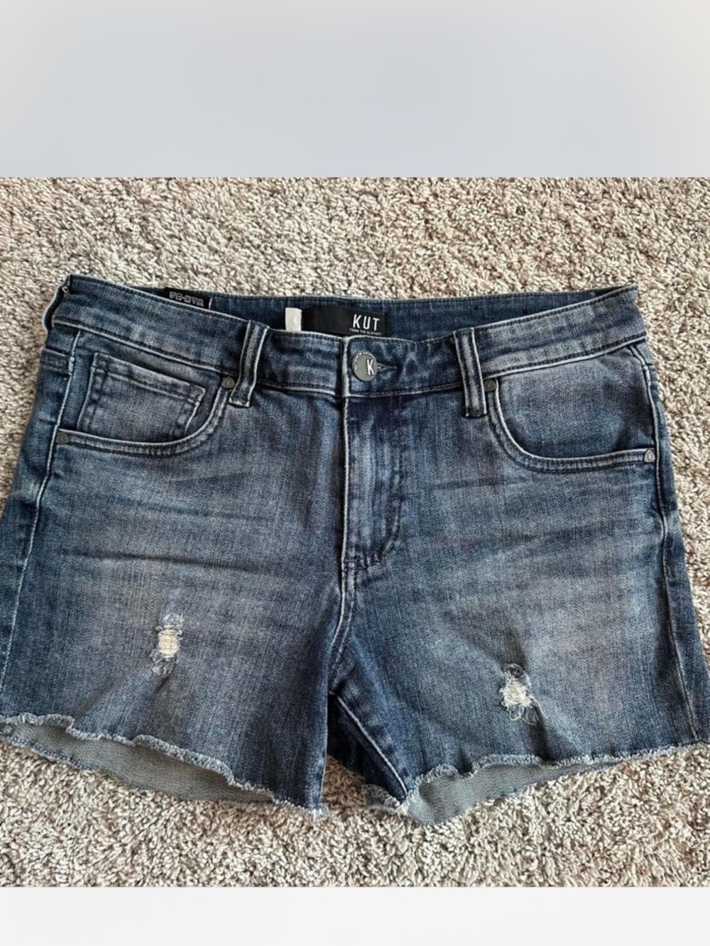 Kut from the Kloth Dark Blue Distressed Denim Shorts